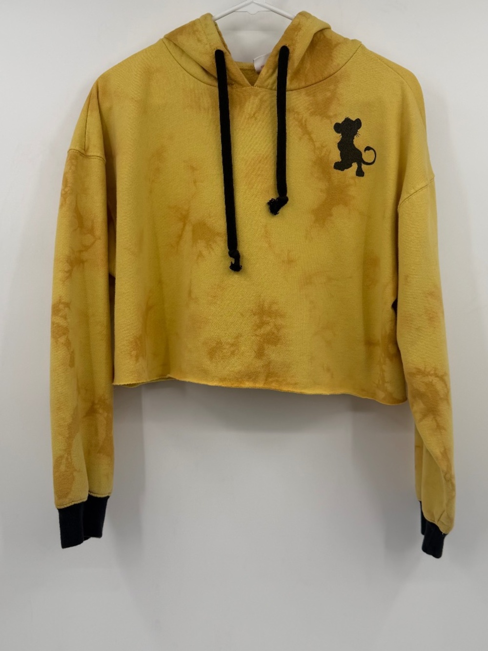 Disney Lion King Hoodie Women Small Yellow Simba Cropped 94 Pullover Fleece